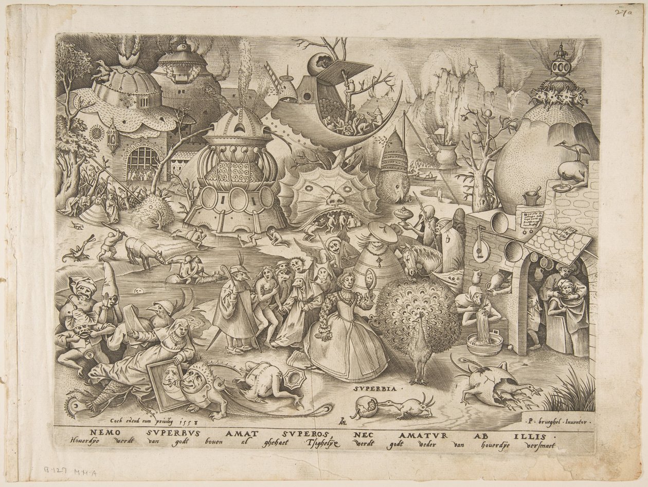 Pride Superbia fra The Seven Deadly Sins, 1558. af Pieter van der Heyden