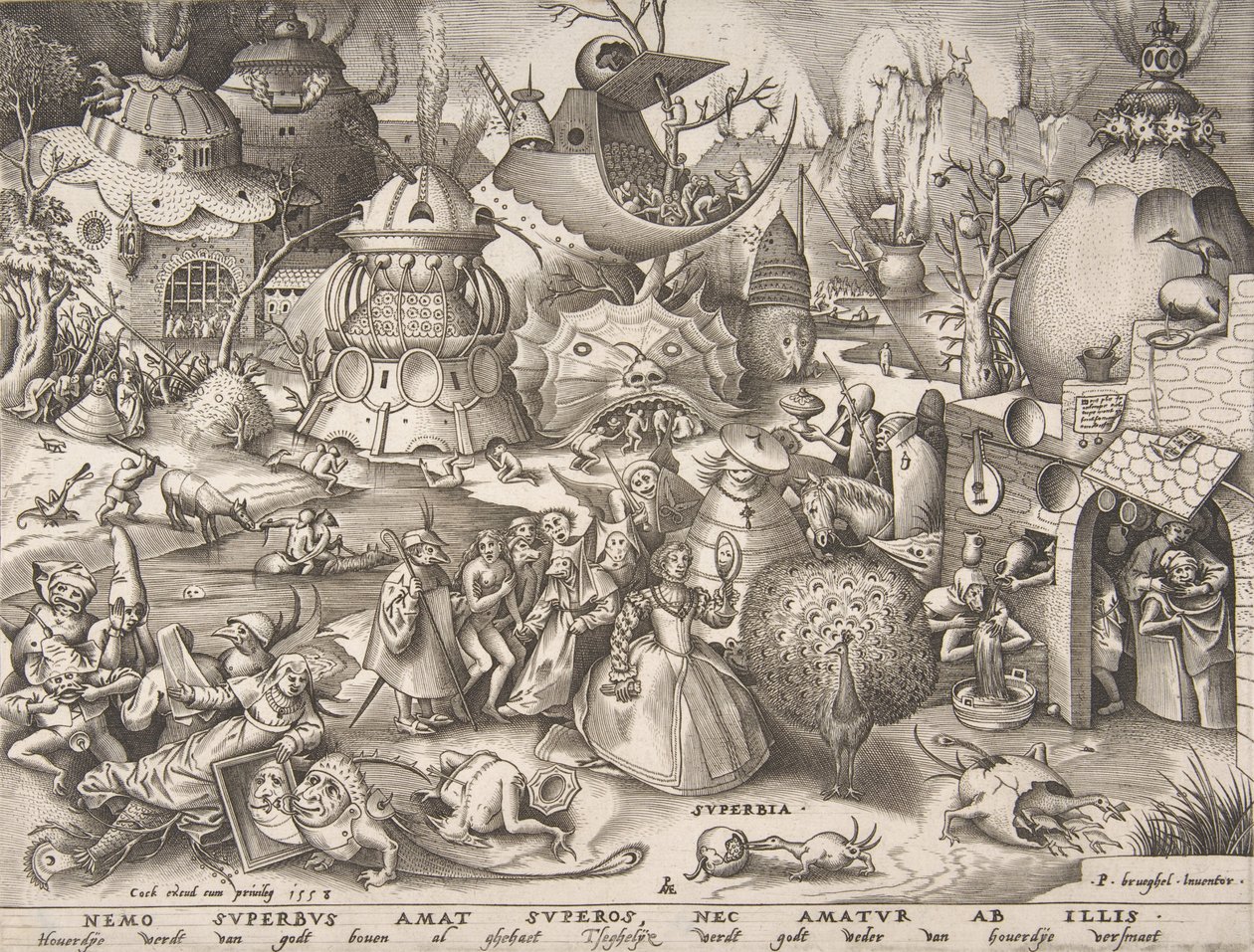 Pride Superbia, fra serien The Seven Deadly Sins, 1558. af Pieter van der Heyden