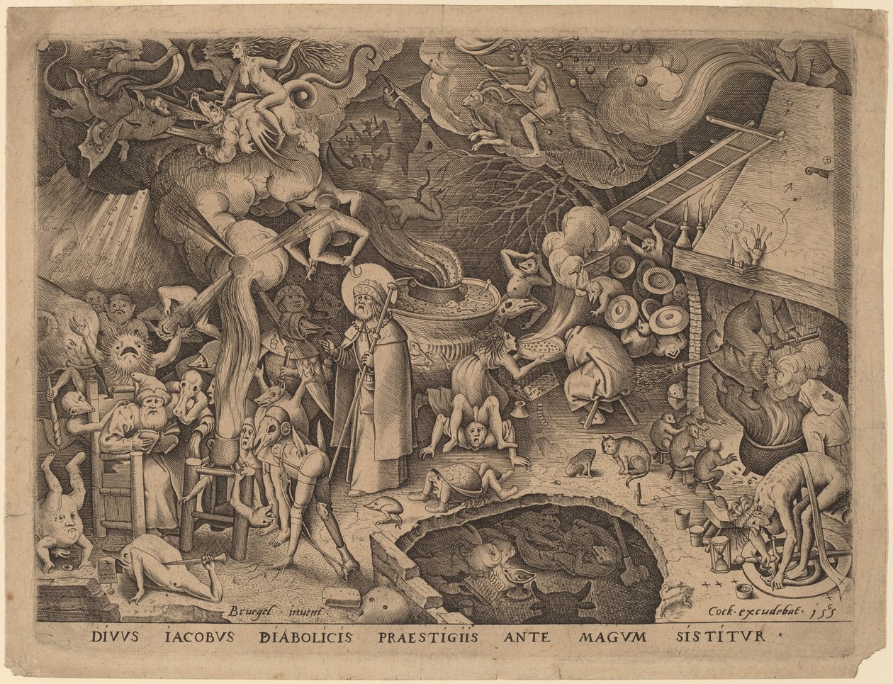Sankt Jakob og tryllekunstneren Hermogenes af Pieter van der Heyden after Pieter Bruegel the Elder