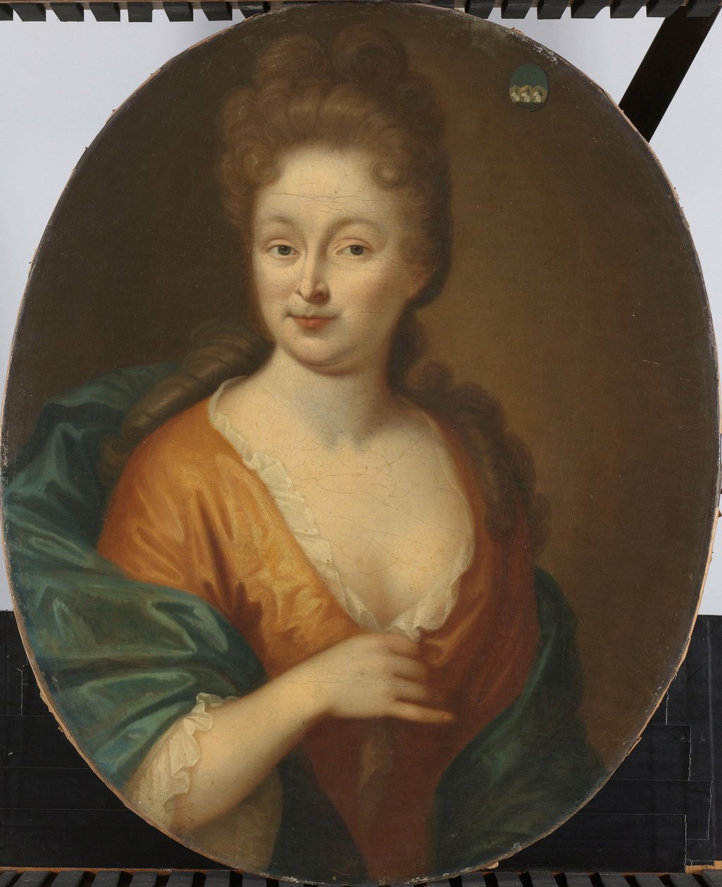 Portræt af en kvinde, muligvis Elisabeth Hollaer, Hustru til Theodorus Rijswijk af Pieter van der Werff (attributed to)