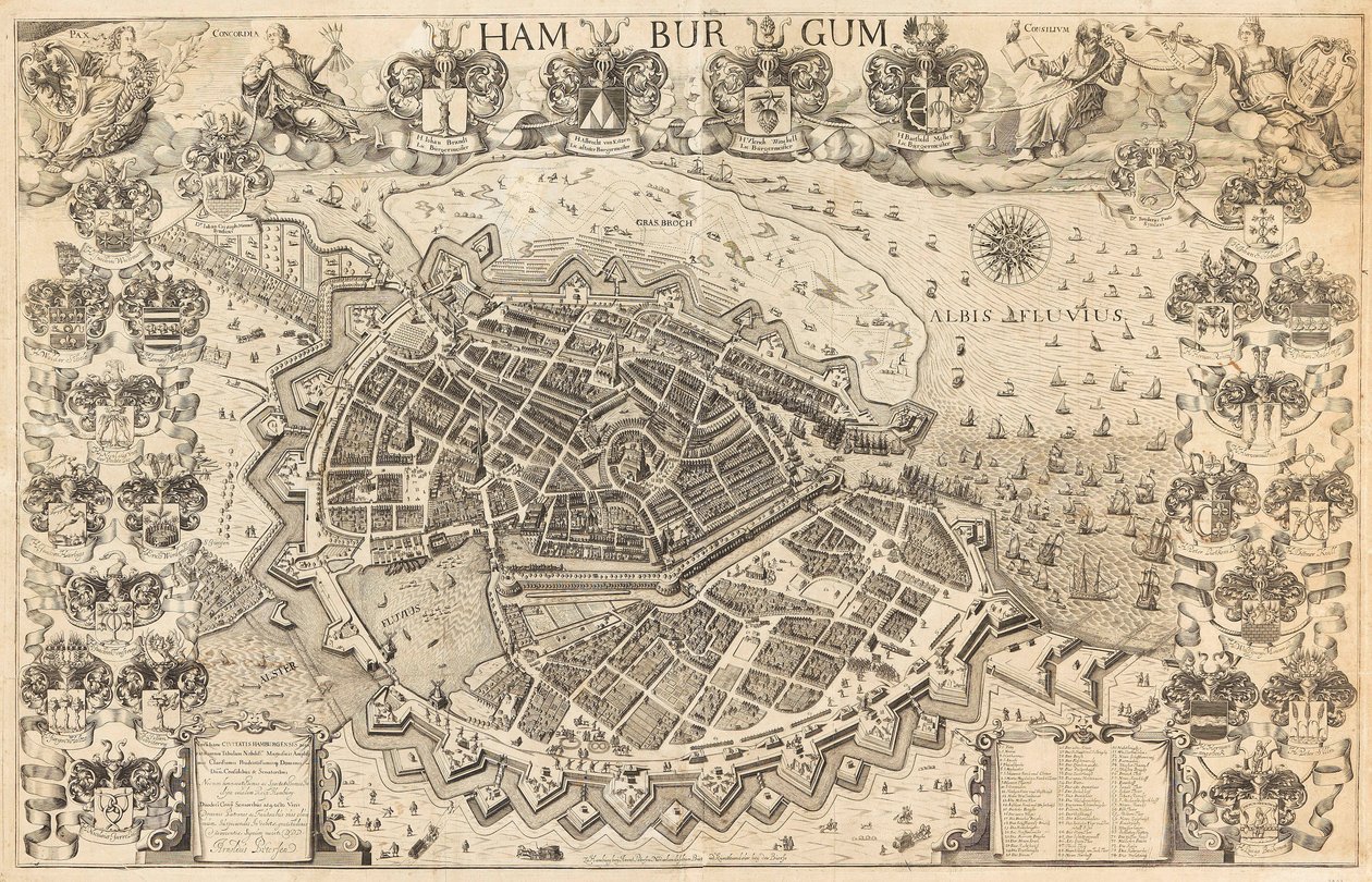 Kort over Hamborg, 1644. af Pietersen