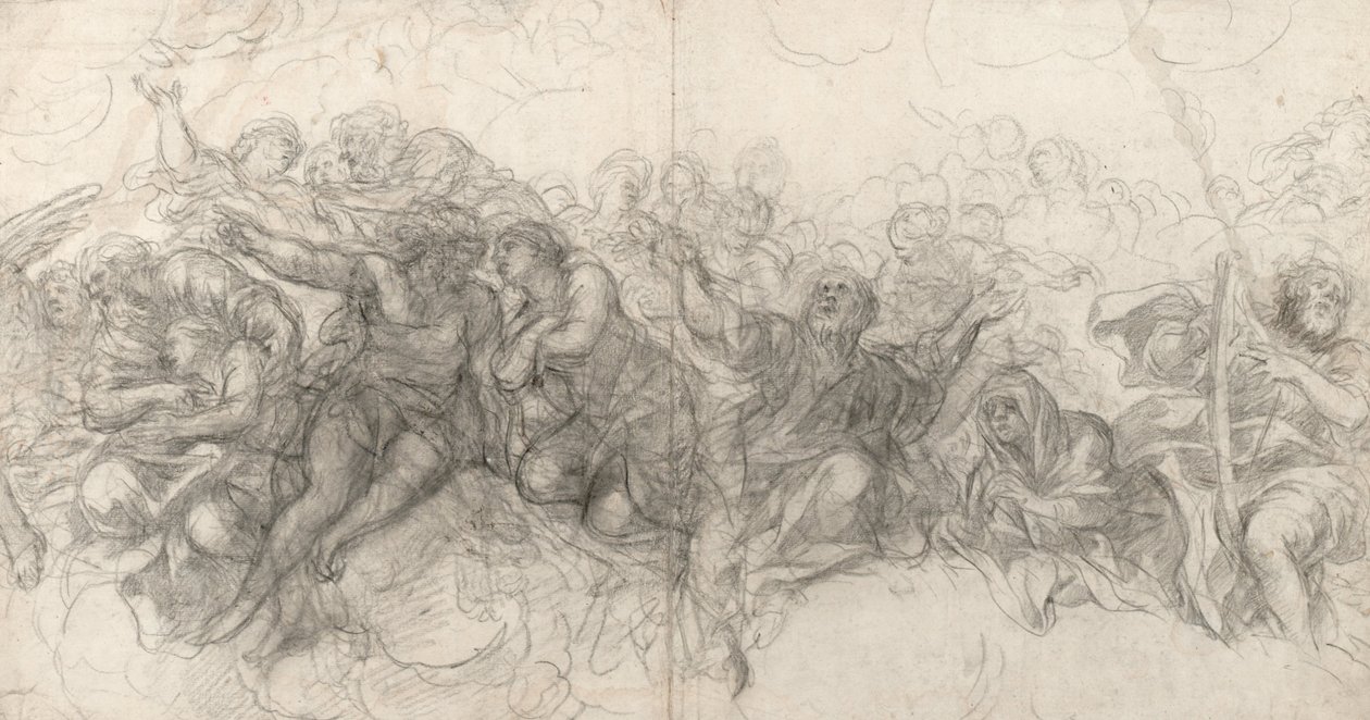 Abraham og Isaac, Adam og Eva, Noah, og på højre kant, David med en harpe, 1647 af Pietro da Cortona
