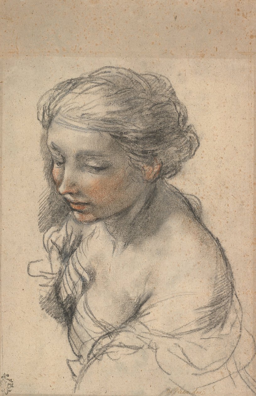 Buste af en ung kvinde vendt mod venstre, 1637 af Pietro da Cortona