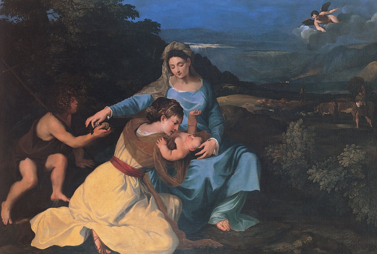 Madonna med barnet, Saint Catherine og Saint John af Pietro da Cortona