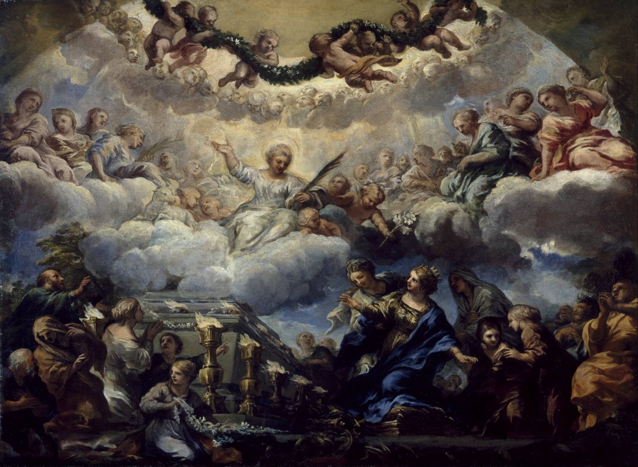 Saint Constantias Vision for de hellige Agnes og Emerentianas grav af Pietro da Cortona