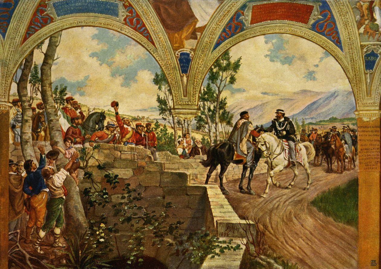 Giuseppe Garibaldi og kong Victor Emanuel II af Italien - af Pietro Aldi