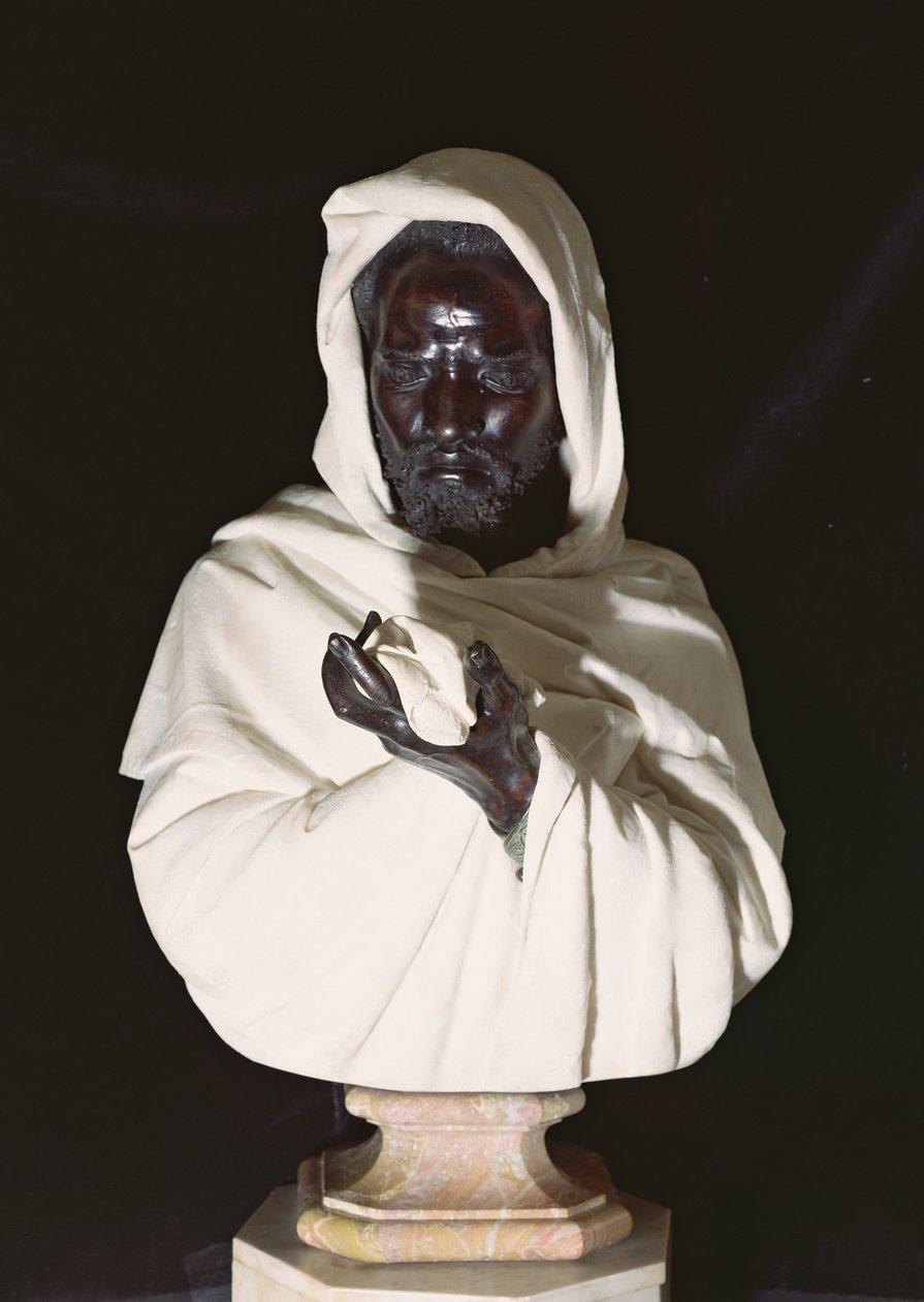 Othello, 1872 (bronze og hvid marmor på onyx socle) af Pietro Calvi