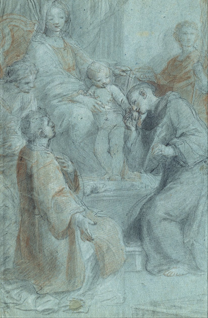 Madonna og Child Enroned with Saints Lawrence, Anthony of Padua, Praxedes og Venantius af Pietro De Pietri
