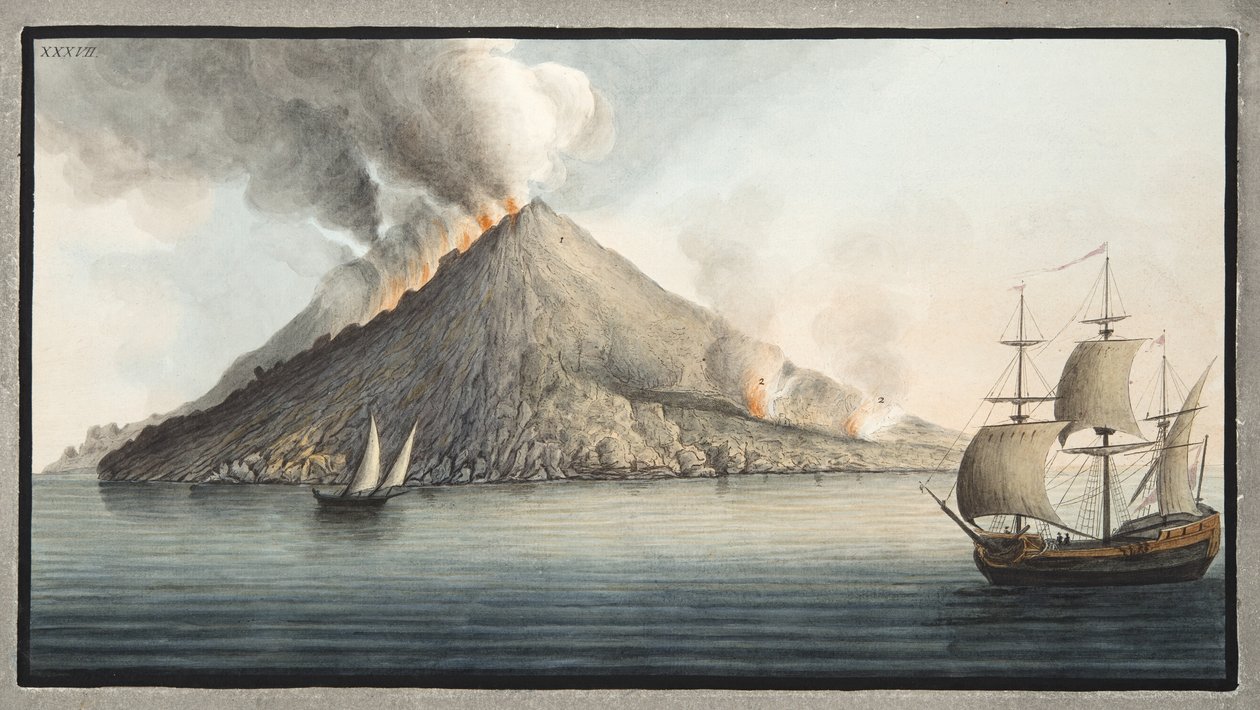 Udsigt over øen Stromboli taget af Monsieur Fabris, plade XXXVII, fra 