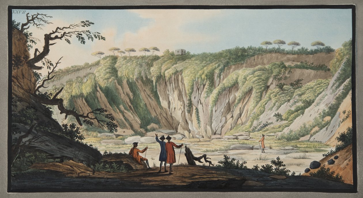 Udsigt taget fra bunden af krateret i Monte Nuovo, plade XXVII, fra 