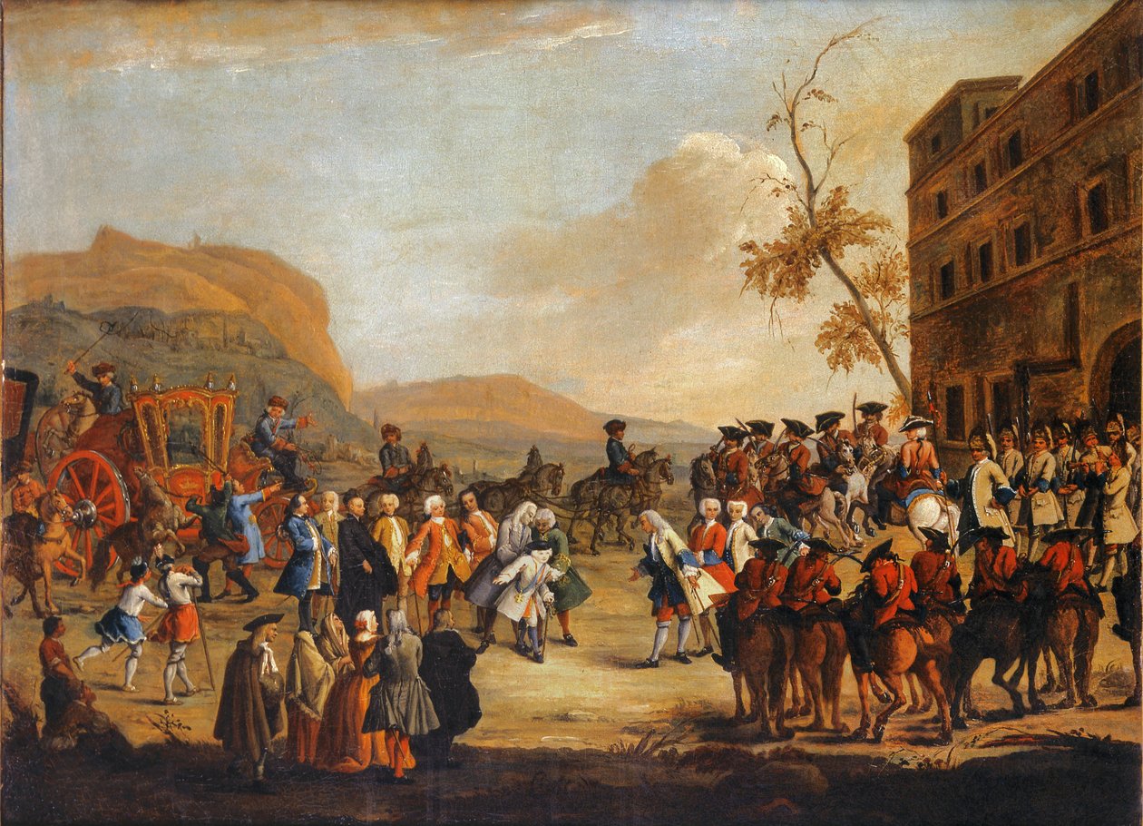 Modtagelse af kronprins Friedrich Christian ved grænsen til Republikken Venedig, 1739 af Pietro Longhi