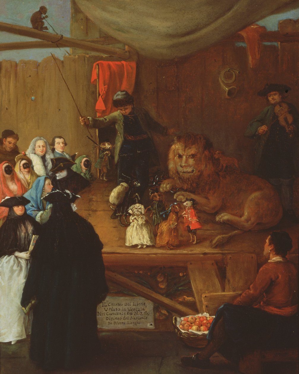 The Lions Cage, som set i Venedig i karnevallet i 1765 af Pietro Longhi