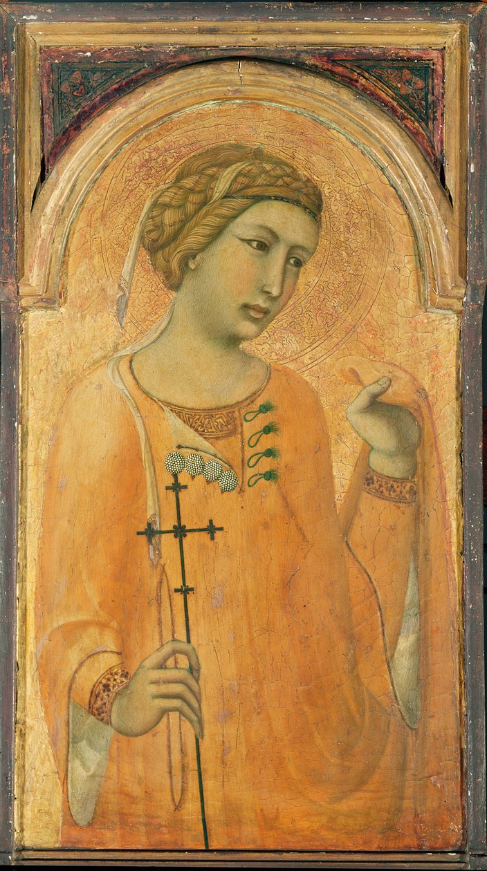 En kvindelig helgen, muligvis St. Margaret, 1320-29 (tempera og bladguld på panel) af Pietro Lorenzetti