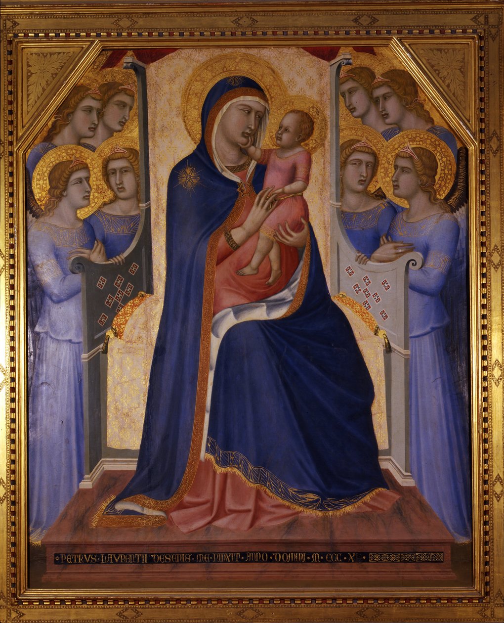 Madonna og barn med otte engle af Pietro Lorenzetti