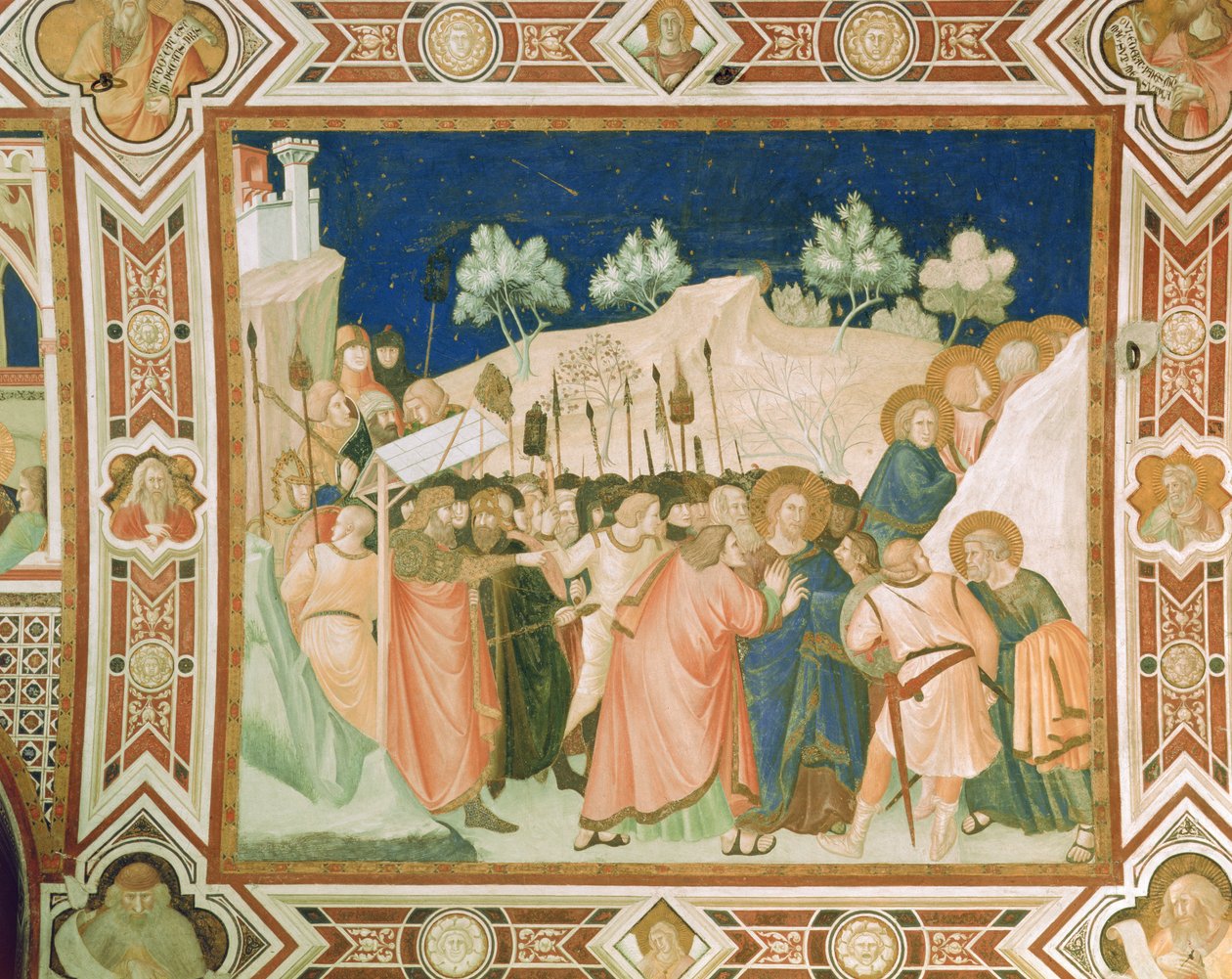 Kristi forræderi og tilfangetagelse i Getsemane Have af Pietro Lorenzetti