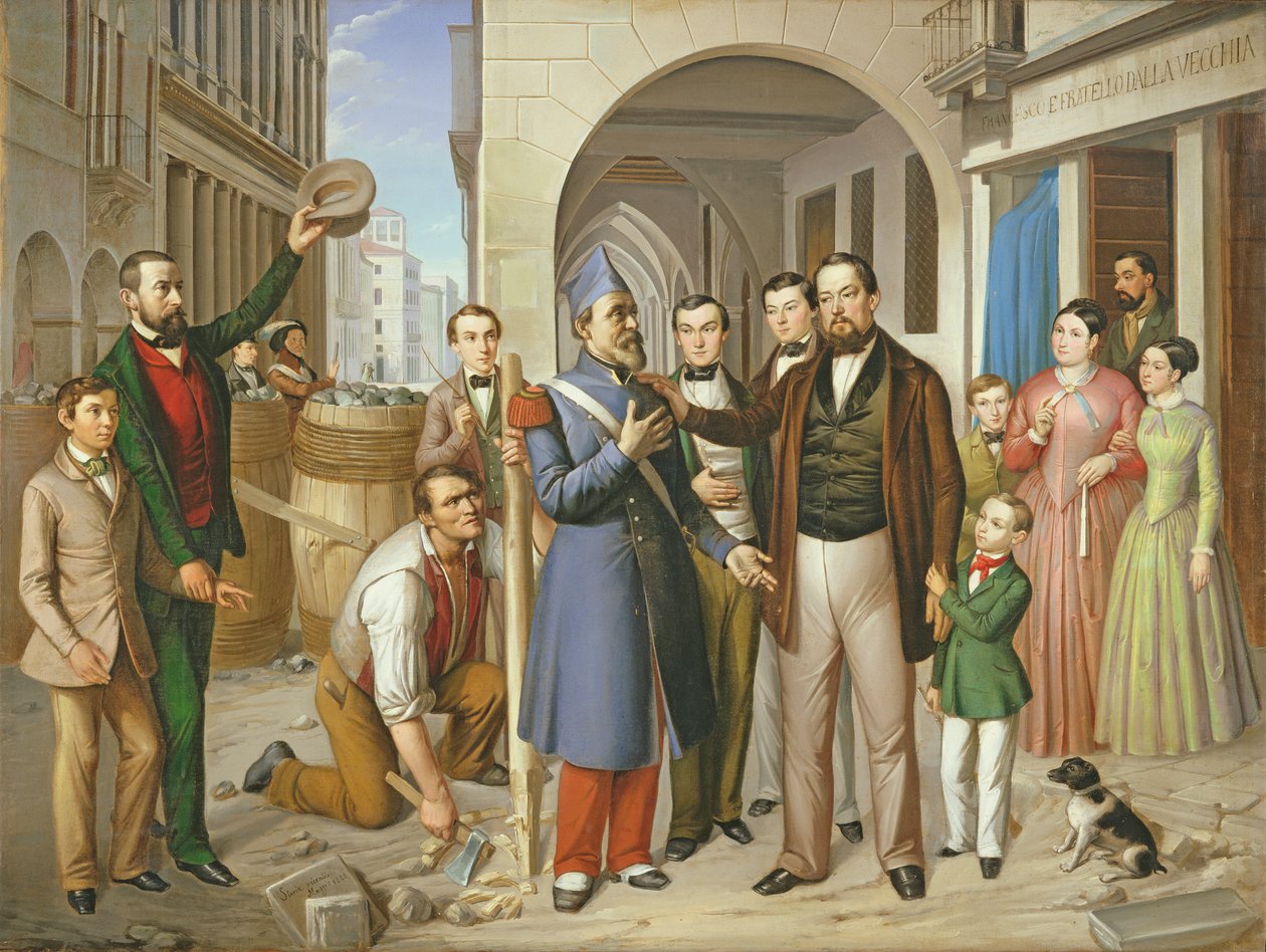 Organisering af barrikaderne på Corso Palladio, 1848 af Pietro Negriolo