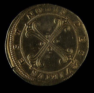 Bagsiden af mønten fra Cosimo I (1519-74) (forgyldt) (for forsiden se 119190) af Pietro Paolo Galeotti