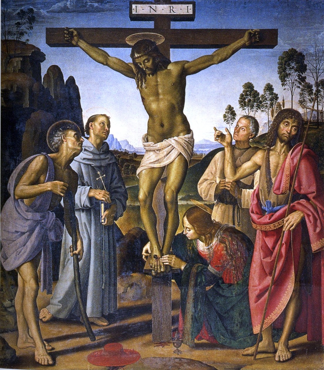 Korsfæstelse med de hellige Jerome af Pietro Perugino