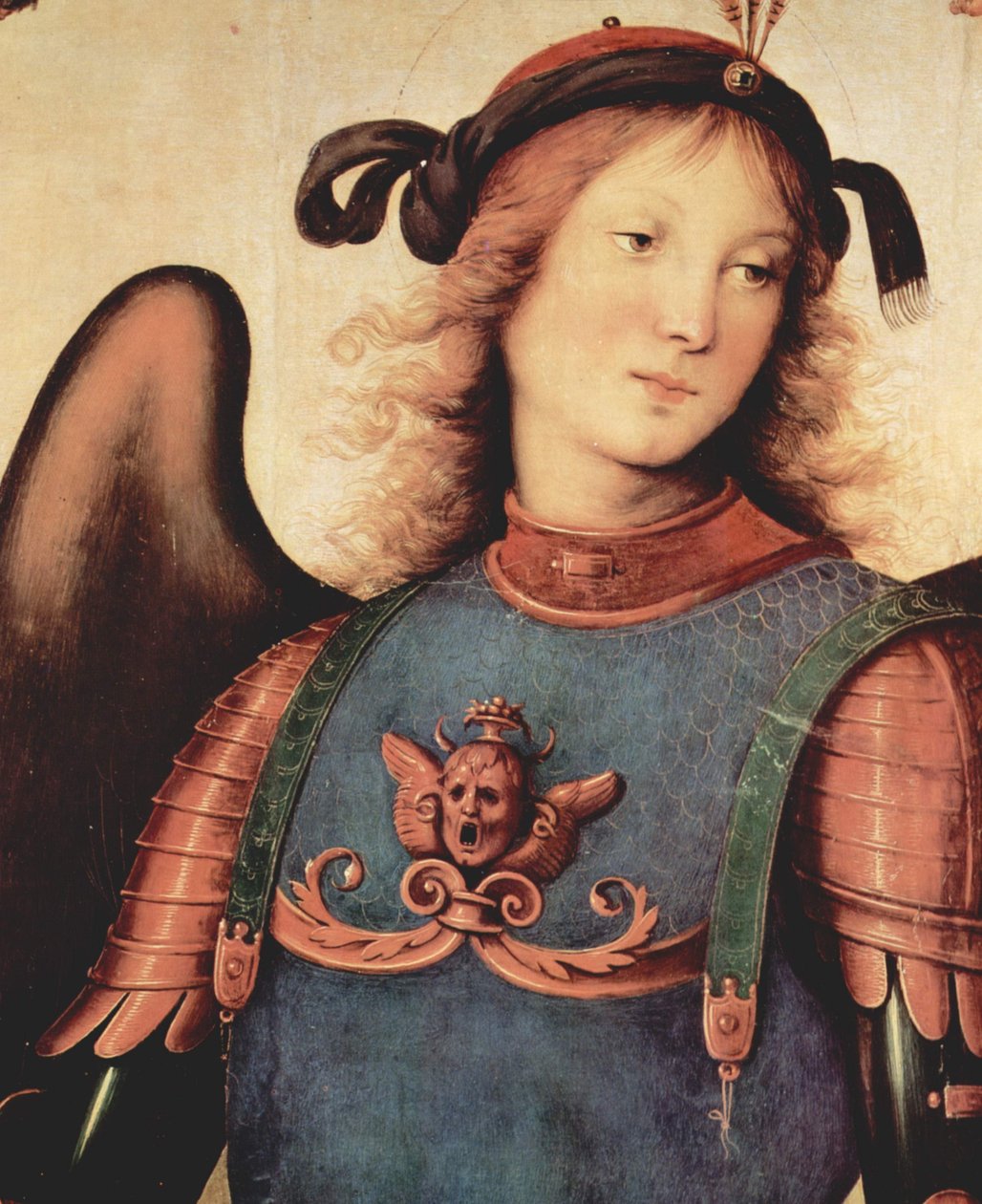 Antagelse af Maria med fire helgener, detaljer af Pietro Perugino
