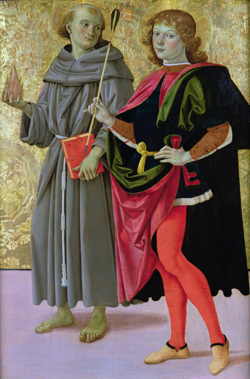 Sankt Sebastian med en franciskanerhelgen, ca. 1473 af Pietro Perugino