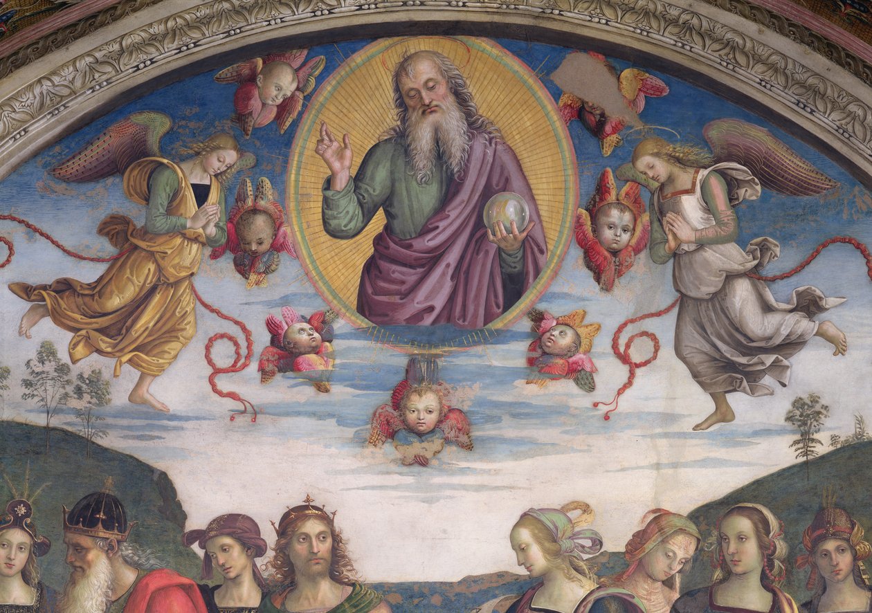Den evige fader i herlighed med profeter og sibyller, fra Sala dell"Udienza, 1496-1500 af Pietro Perugino