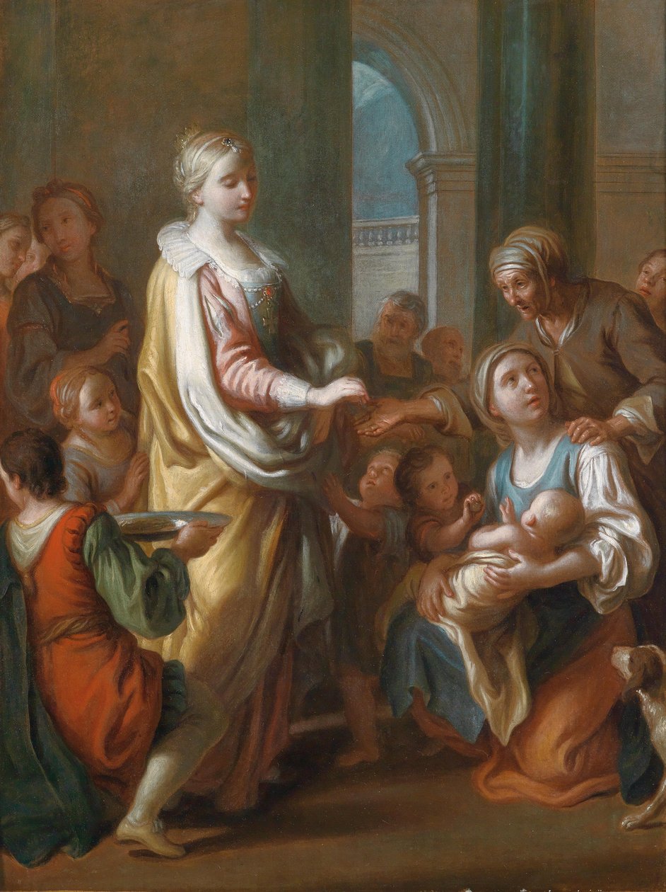 Saint Elizabeth uddeler almisse af Pietro Antonio Rotari