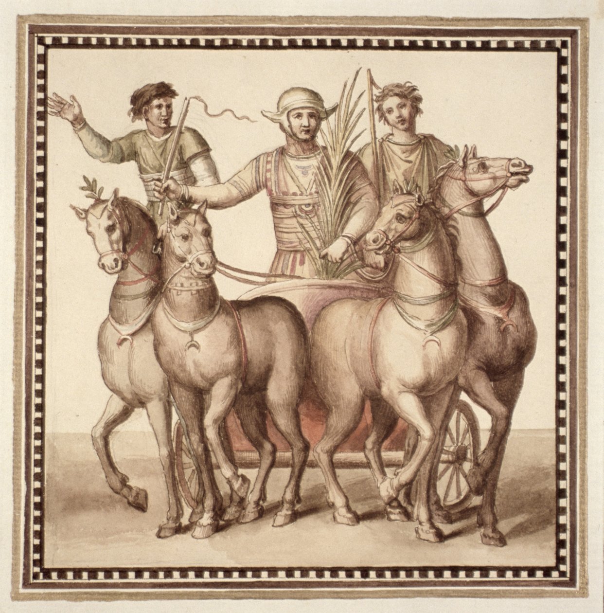 Ms Gen 1496 Tallerken CXXII Gladiatorer og stridsvogn, 1674 af Pietro Santi Bartoli