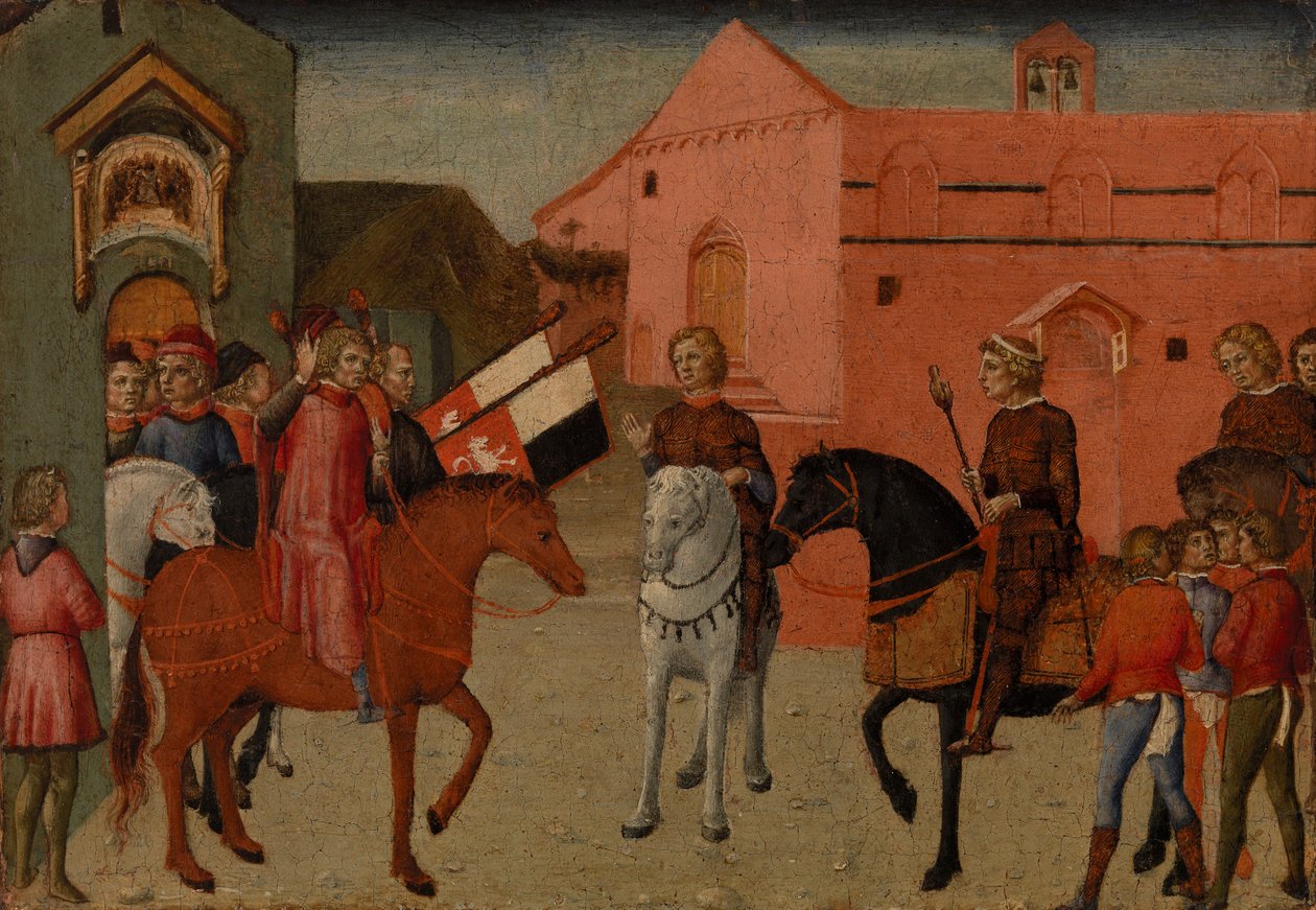 Sienesiske regeringsembedsmænd modtager en ambassade, ca. 1440 (tempera på panel) af Pietro di Giovanni Lianori