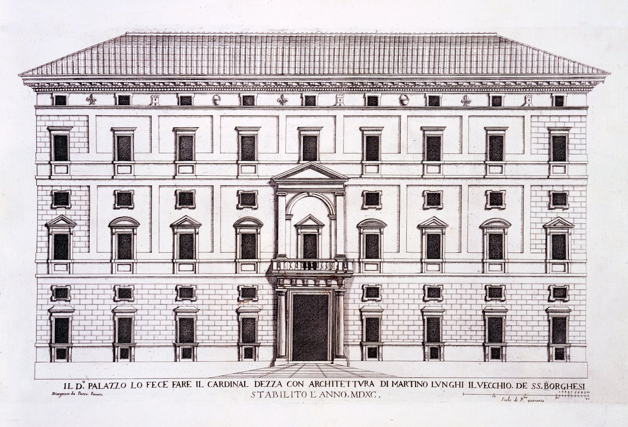 Palazzo Borghese, Rom, fra "Palazzi di Roma", del I, udgivet i 1655 af Pietro Ferrerio