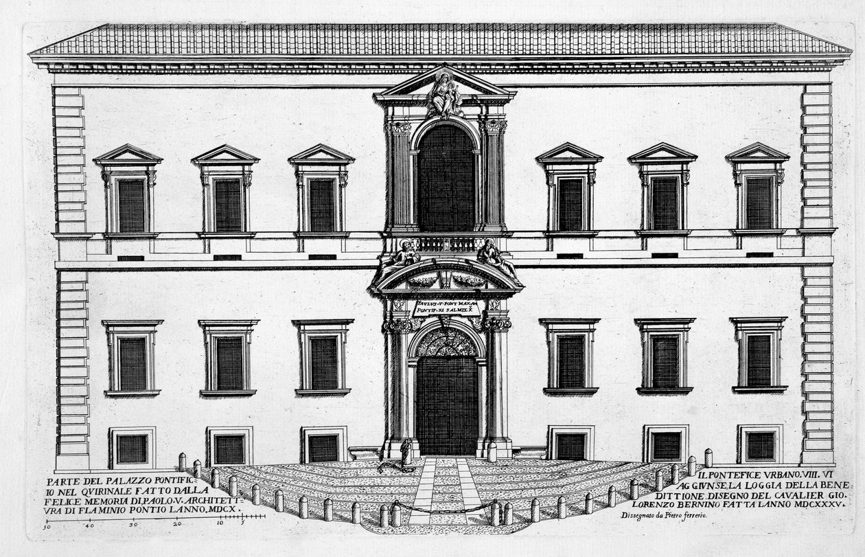 Palazzo del Quirinale, fra "Palazzi di Roma", del I, udgivet i 1655 af Pietro Ferrerio