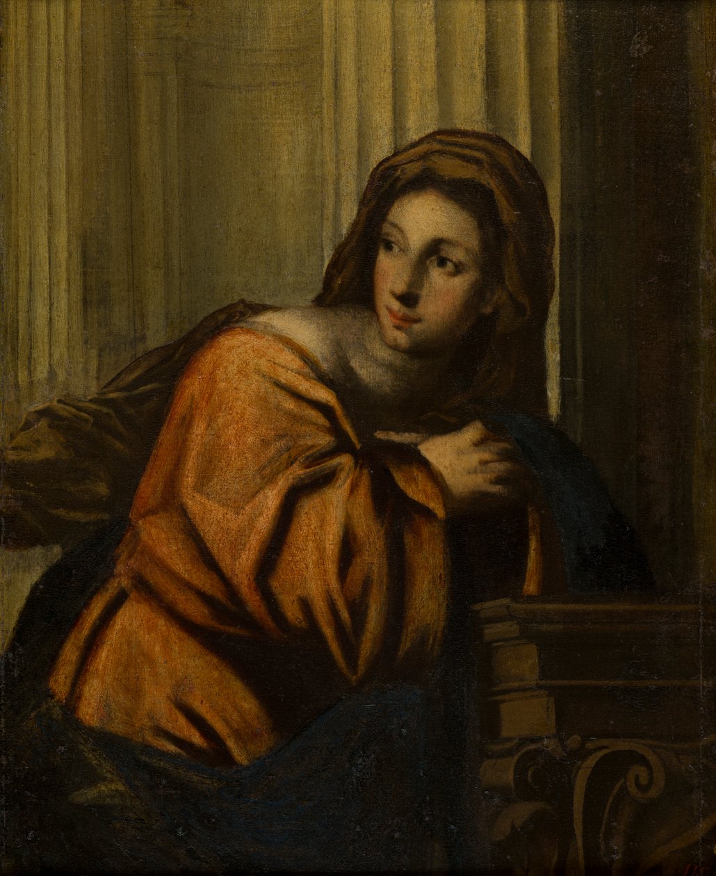 En dame identificeret som Magdalene, ca. 1623-78 (Olie på lærred limet til et træpanel) af follower of Pietro Della Vecchia