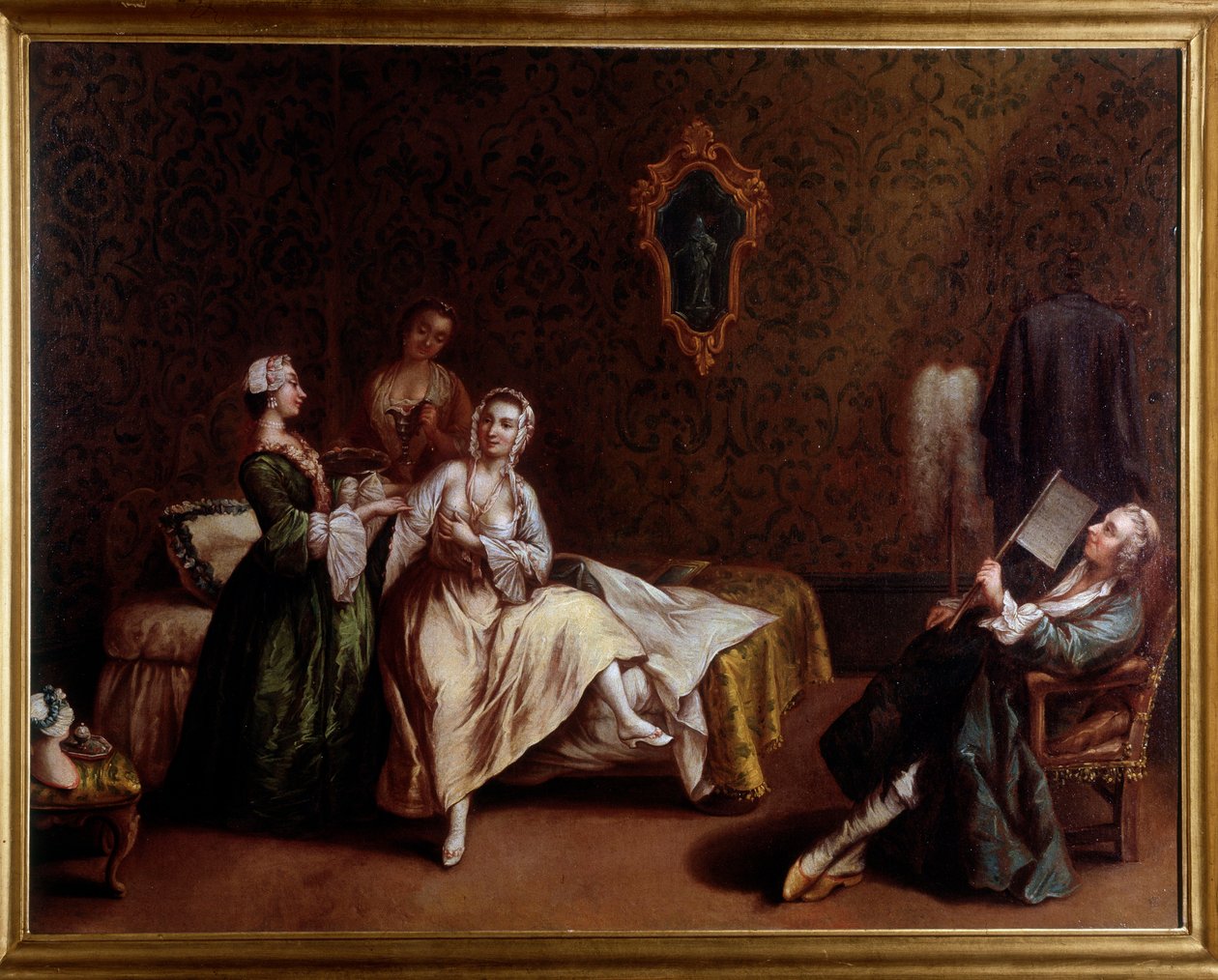 Damens opvågning (Maleri, ca. 1740) af Pietro (after) Longhi