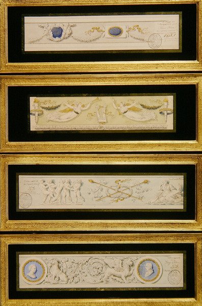 Fire designs til friser, ca. 1823 (akvarel, blæk & vask på papir) af Pietro (attr. to) Ghinelli