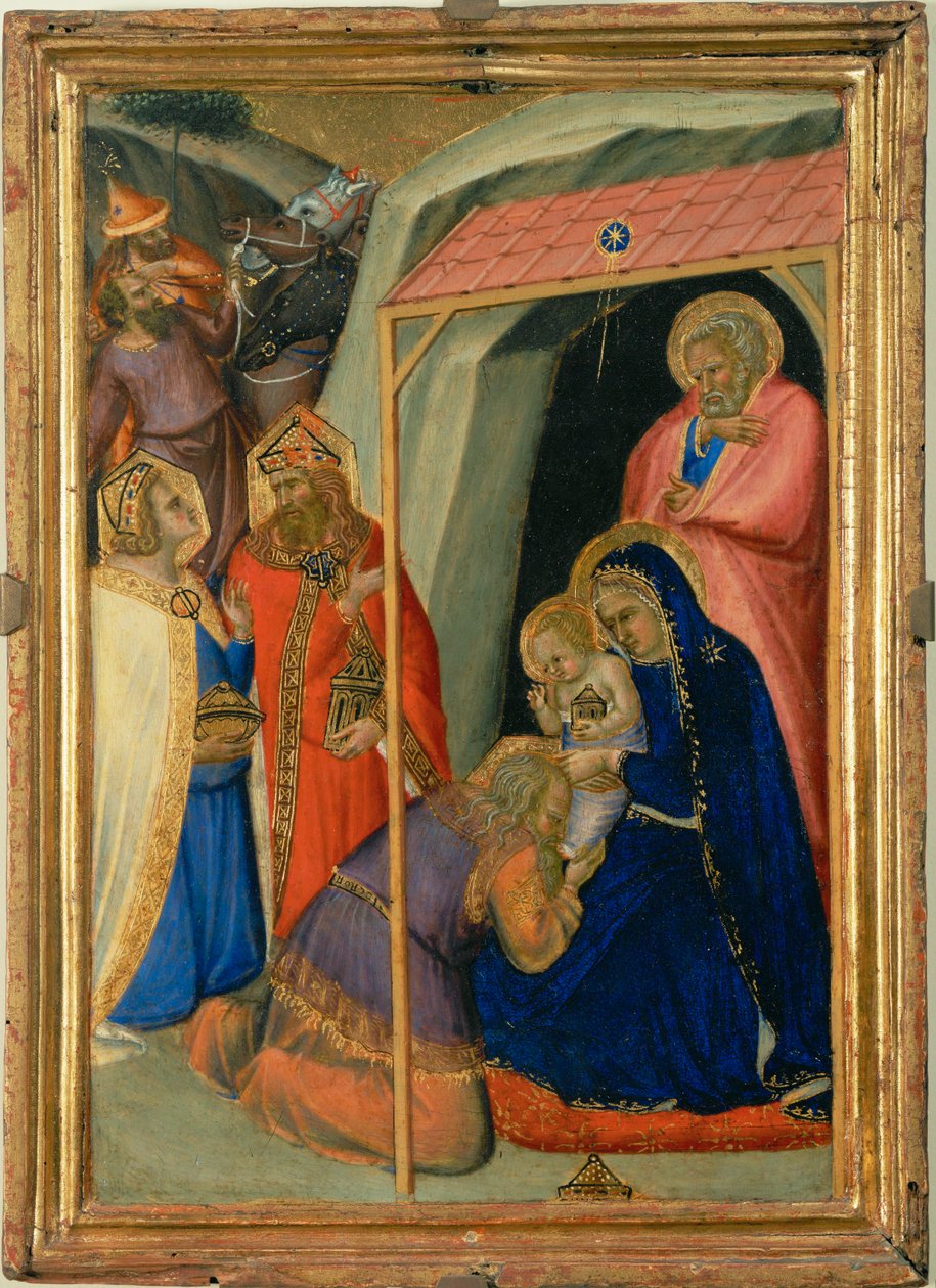 De hellige tre kongers tilbedelse ... af Pietro (attr. to) Lorenzetti
