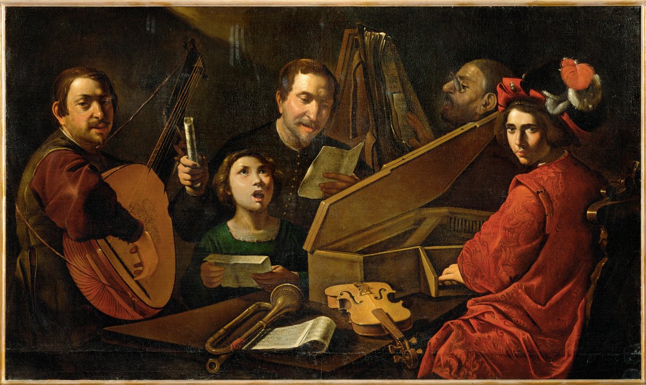 Koncert med musikere og sangere ... af Pietro (attr. to) Paolini