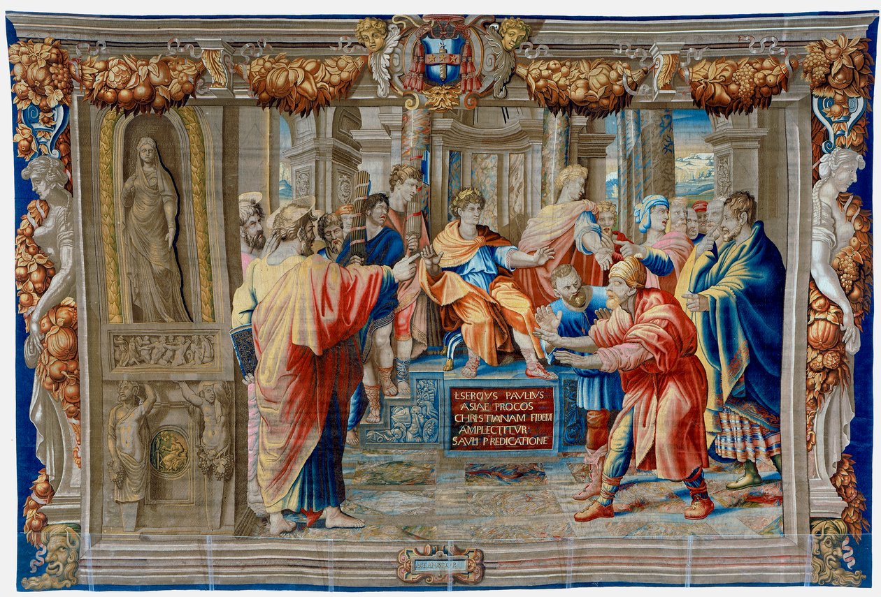 Tapet fra det syttende århundrede, der forestiller troldmanden Elimas blinding af Pietro 1579 1669 Fevère