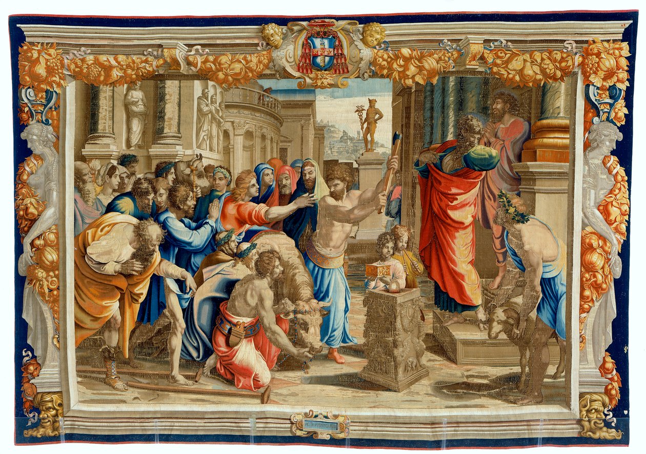Tapet fra det syttende århundrede, der forestiller ofringen i Lystra af Pietro 1579 1669 Fevère