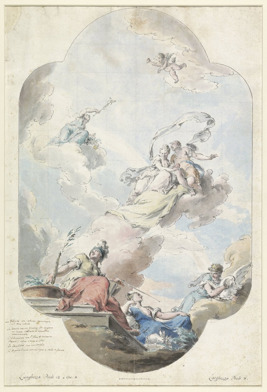 Design til et loftsmaleri med en bryllupsallegori af Pietro Antonio III Novelli