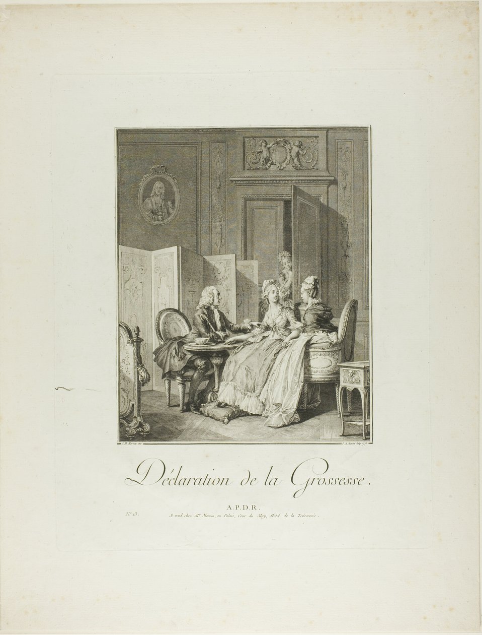 Meddelelse om graviditet, fra Monument du Costume Physique et Moral de la fin du Dix-huitième siècle af Pietro Antonio Martini