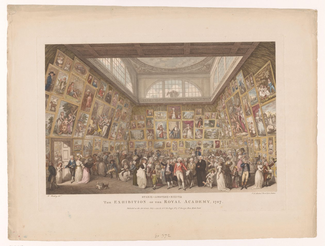 Tentoonstelling i Royal Academy i London i 1787 The Exhibition of the Royal Academy, 1787 (titel på objekt) af Pietro Antonio Martini