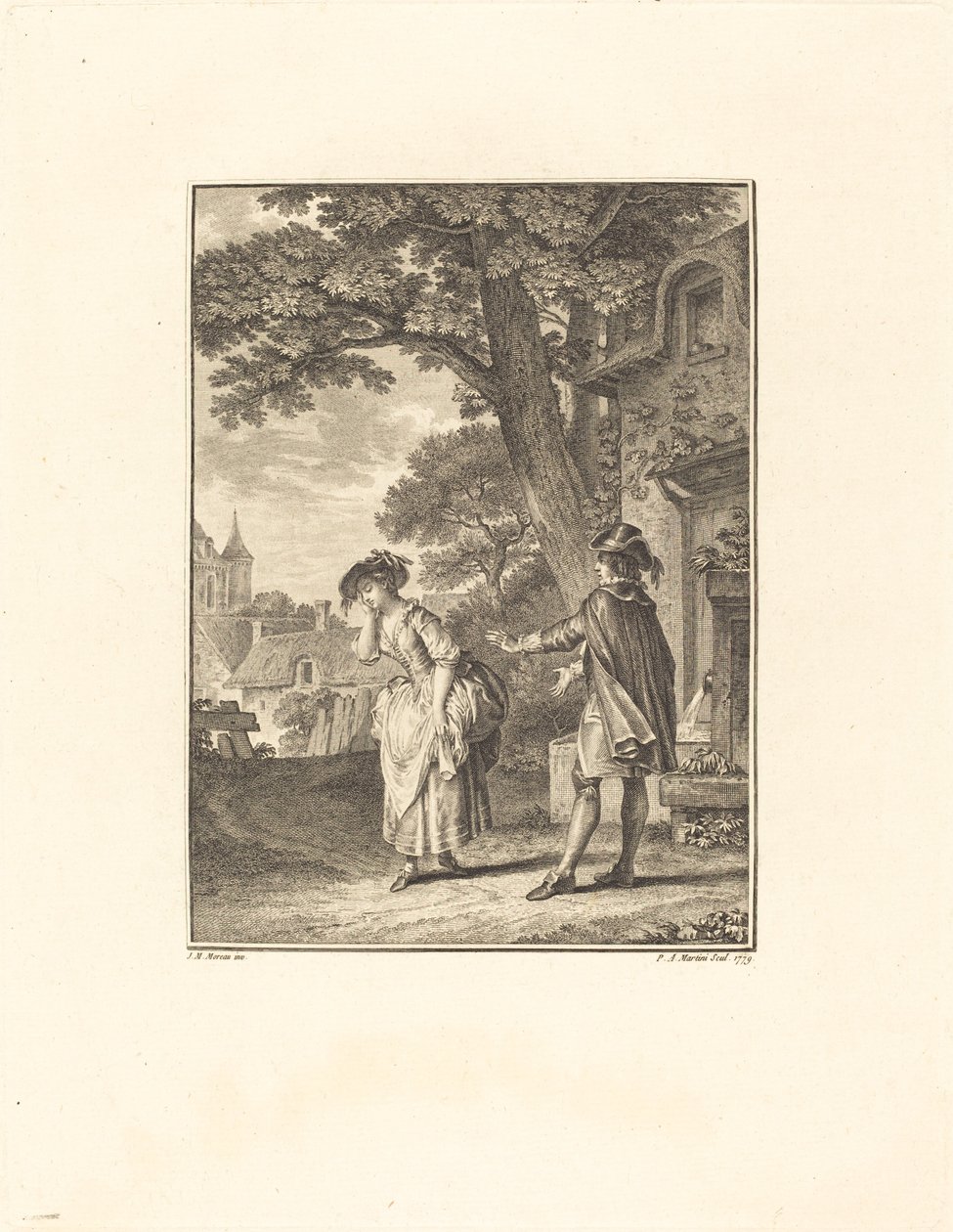 The Diviner of the Village (Colette Weeping) af Pietro Antonio Martini after Jean Michel Moreau