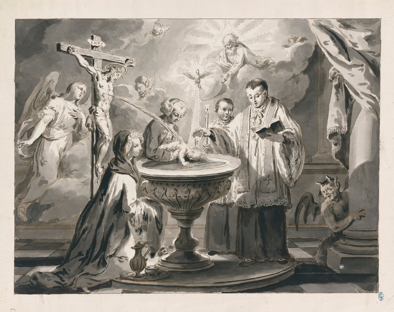 Dåb fra De syv sakramenter af Pietro Antonio Novelli