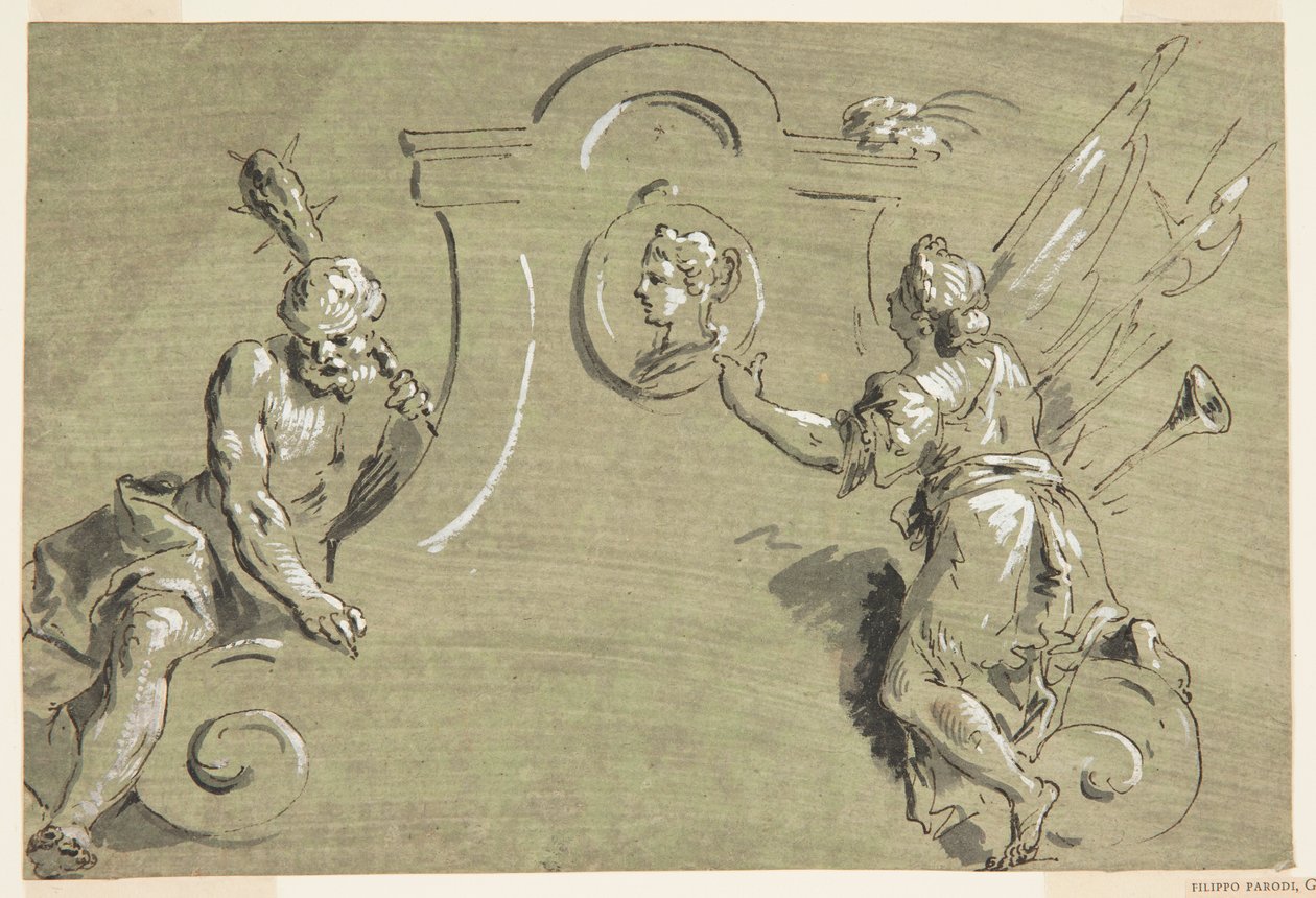 Projekt for en del af en malet dekoration af Pietro Antonio Novelli