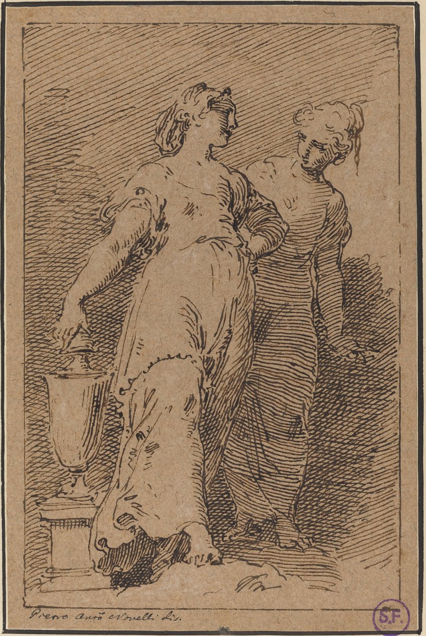 To unge kvinder af Pietro Antonio Novelli