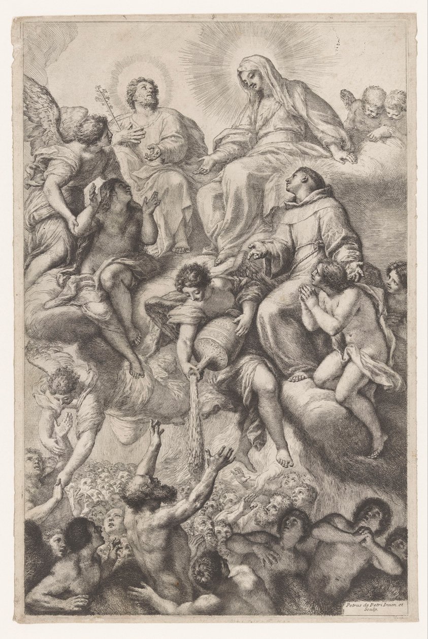 Mary, Joseph og Anthony of Padua som forbedere for sjæle i skærsilden af Pietro Antonio de Pietri