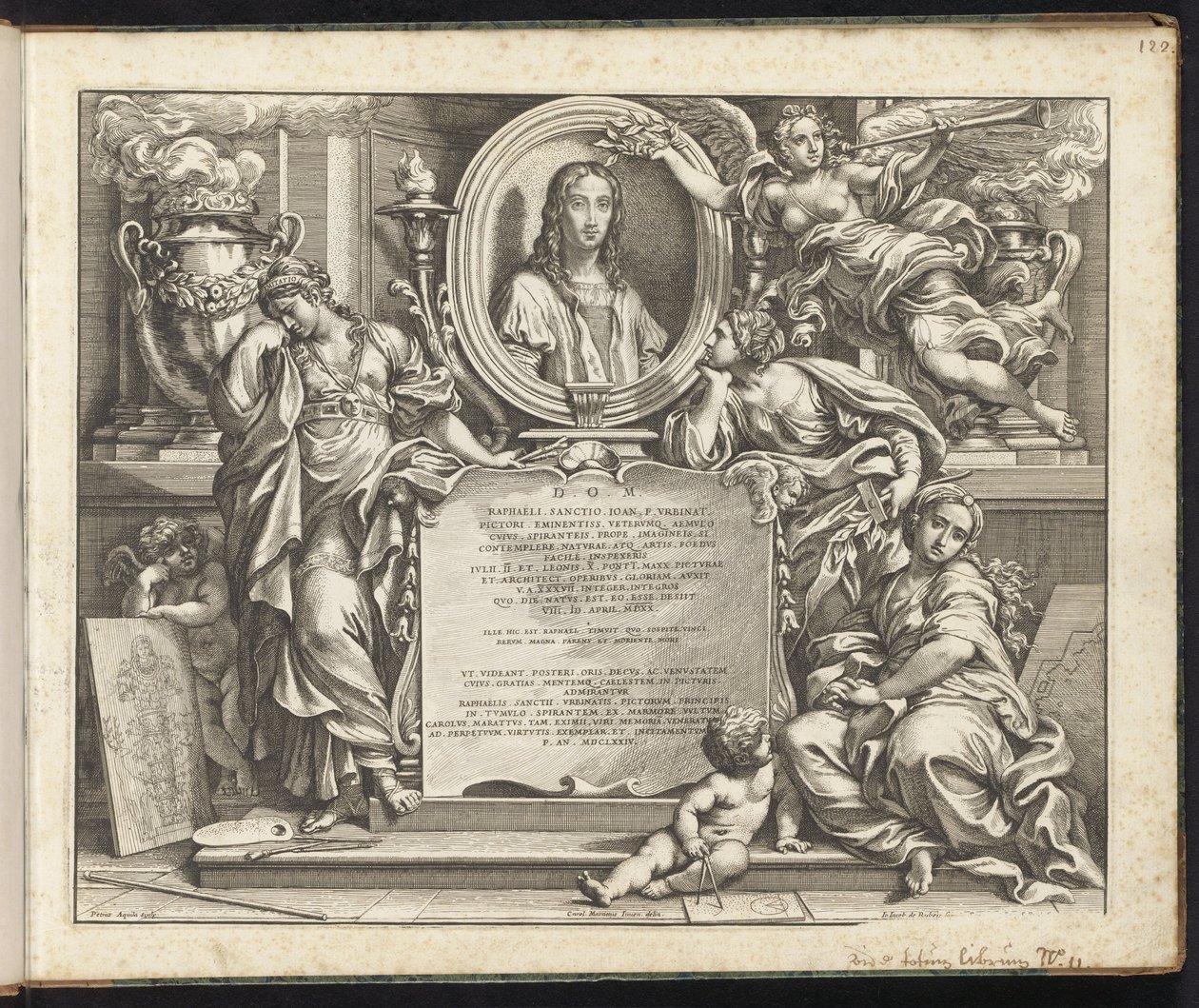 Portræt af Raphael Raphael Bible (serietitel) Imagines Veteris ac Novi Testamenti (serietitel) af Pietro Aquila