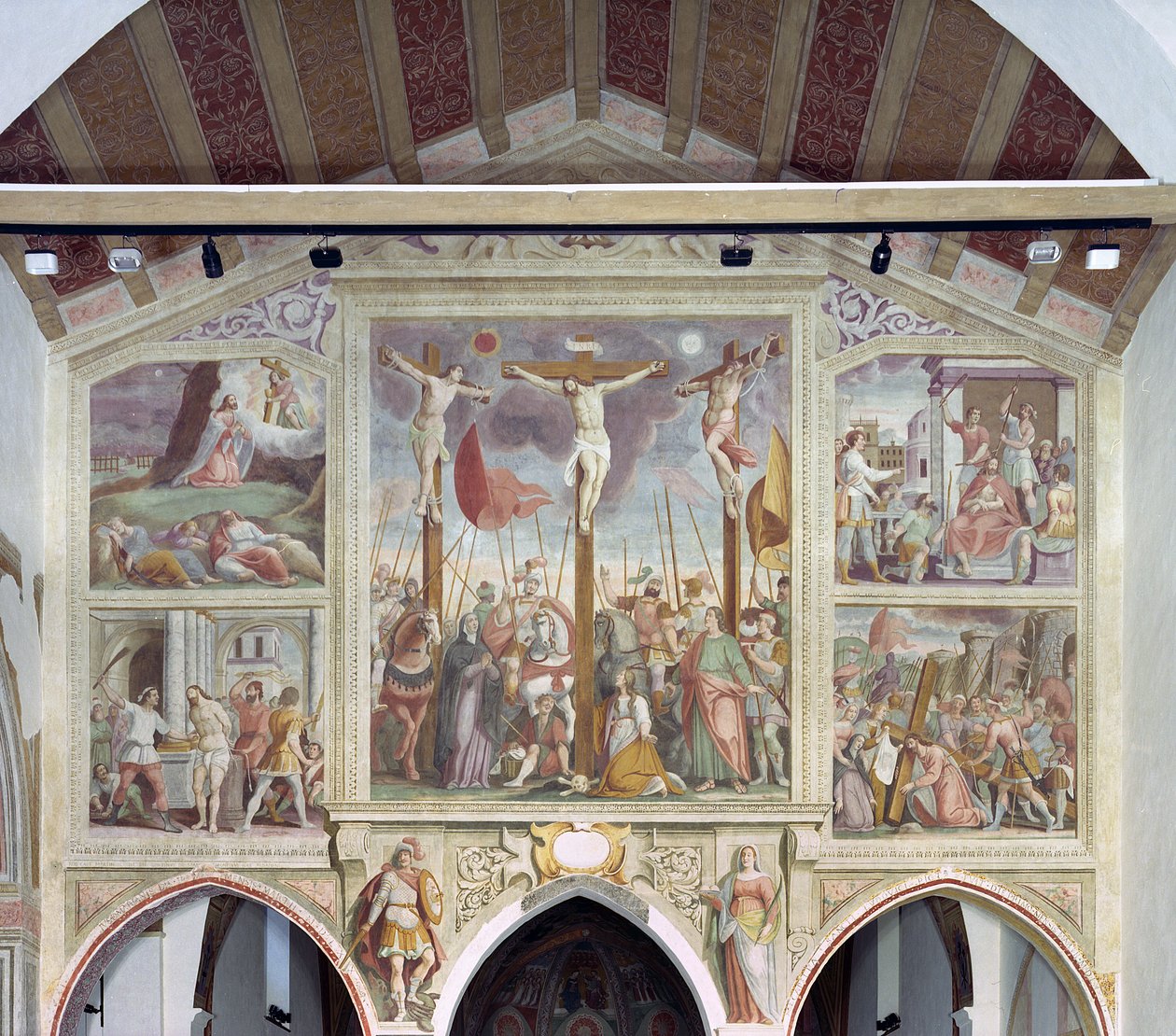 Scener fra lidenskaben og korsfæstelsen (fresco) af Pietro Baschenis