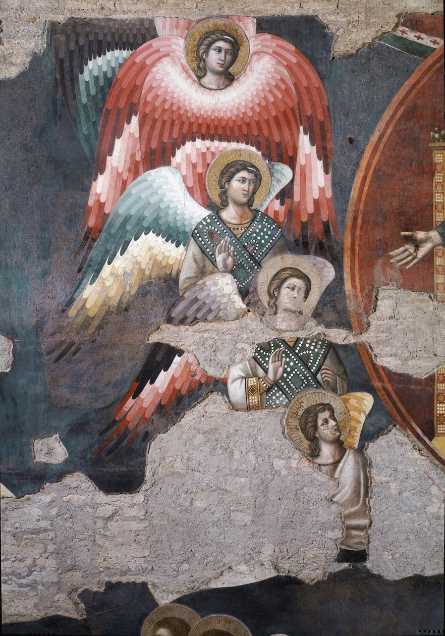 Den sidste dom, detalje af engle - Fresco af Pietro Cavallini