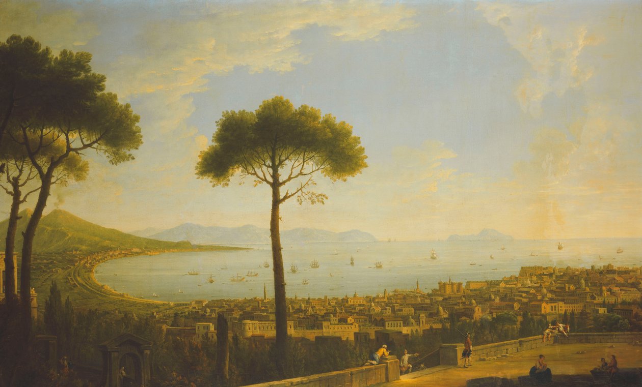 En panoramaudsigt over Napoli, Napoli-bugten, Portici, Vesuv, Sorrento-halvøen og Capri fra Conocchia, af Pietro Fabris