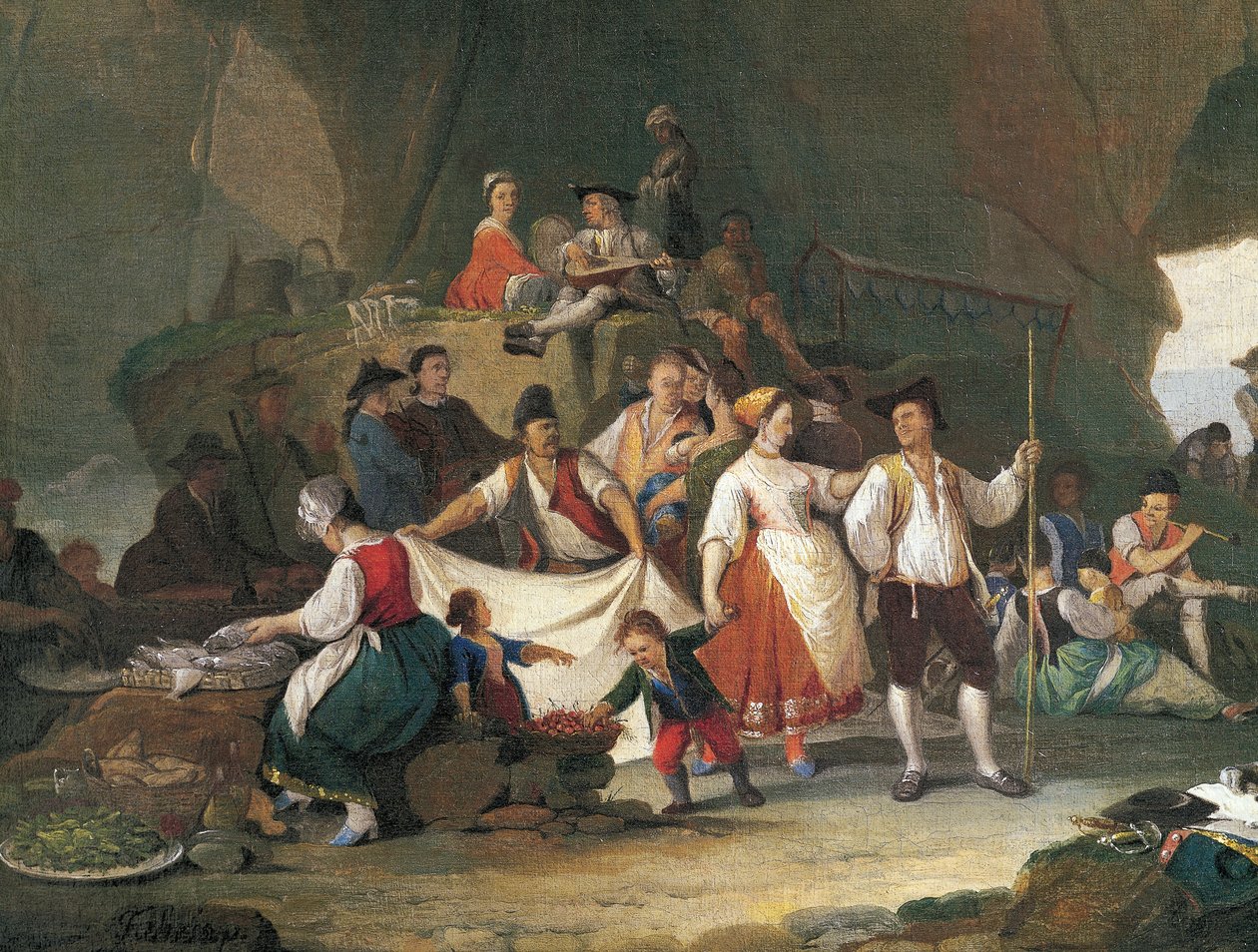 Morgenmad ved havet, af Pietro Fabbris (1740-1792), detalje af Pietro Fabris